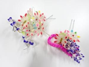 アンティーク　つまみ細工　びらびら髪飾りセット